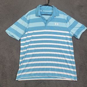 Under Armour Playoff Polo Shirt Mens XL Golf Performance Striped 1378676